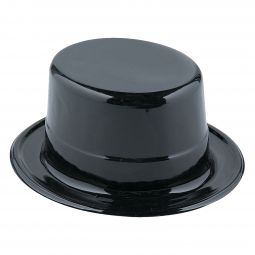 Plastic Adult Black Top Hats - 12 Count