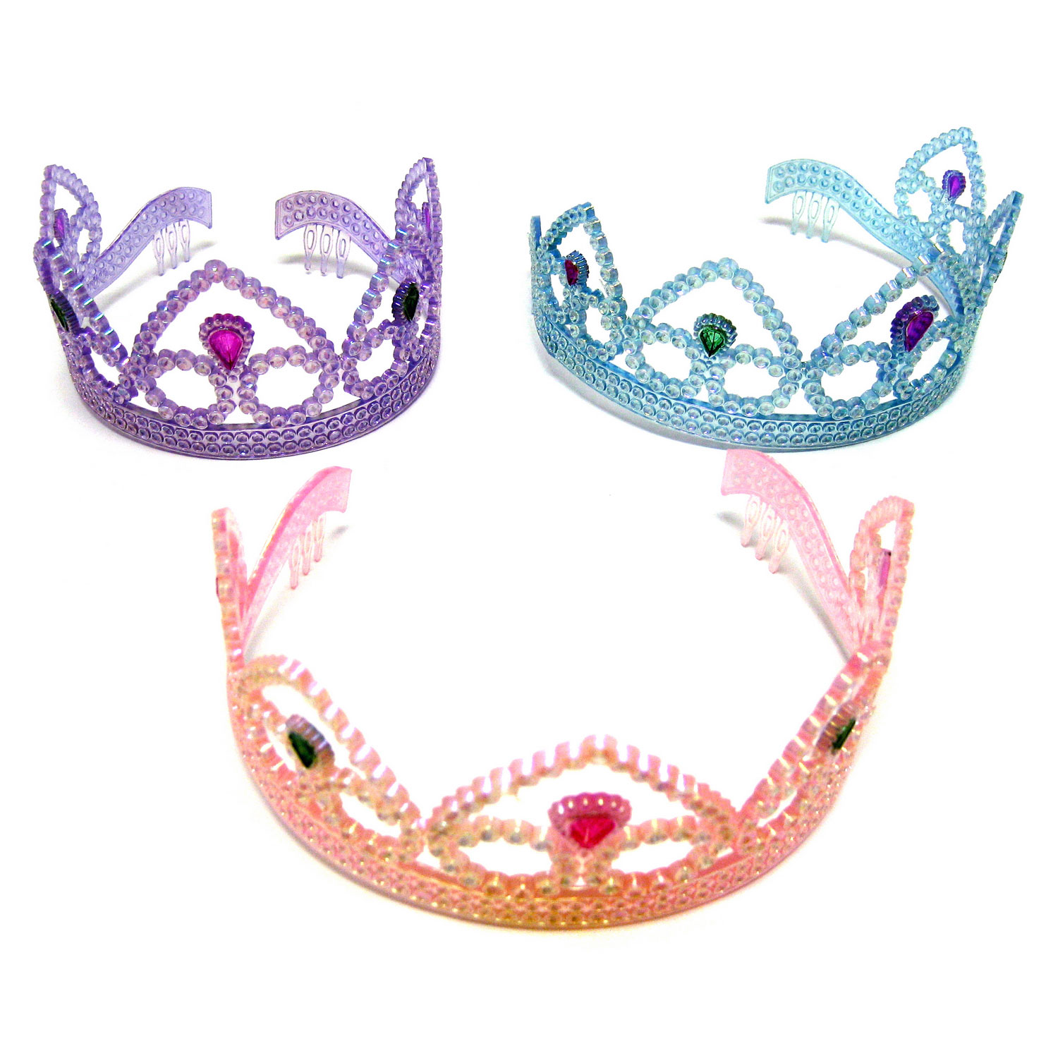 Pearlized & Acrylic Stone Tiaras 12 Count Rebecca's Toys & Prizes