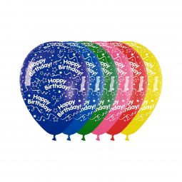 Crystal Assorted Birthday Balloons - 11 Inch - 50 Count