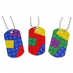 Block Mania Dog Tag Necklaces - 12 Count