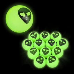 Glow In The Dark Alien Bouncy Balls - 1 3/4 Inch (45mm) - 12 Count