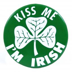 "Kiss Me I'm Irish" Shamrock Button