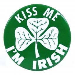 "Kiss Me I'm Irish" Shamrock Button