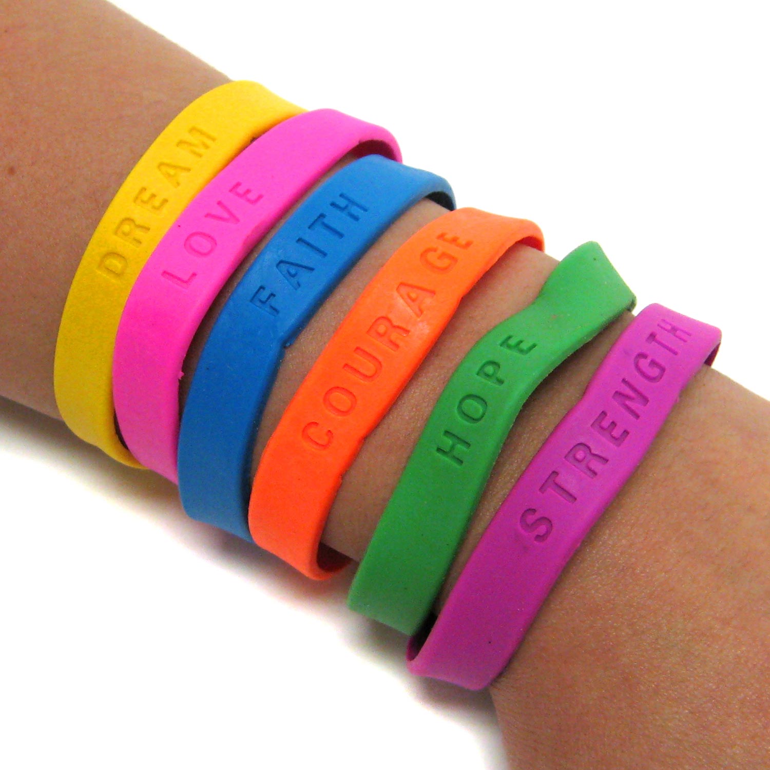 Inspirational Rubber Bracelets - 12 Count