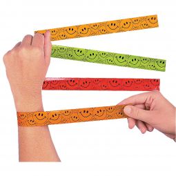 Smile Face Slap Bracelets - 12 Count