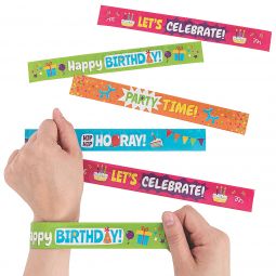 Birthday Slap Bracelets - 12 Count