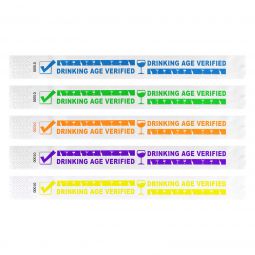 Drinking Age Tyvek Wristbands - Asst Colors - 100 Count