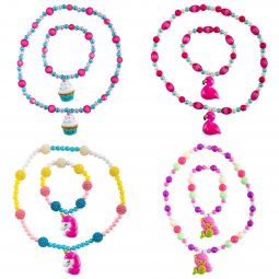 Charm Bracelet & Necklace Sets - 12 Count