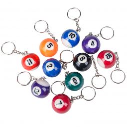 Billiard Ball Keychains - 16 Count