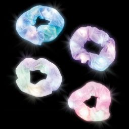 Light Up Hair Scrunchies - 3 Function - 12 Count