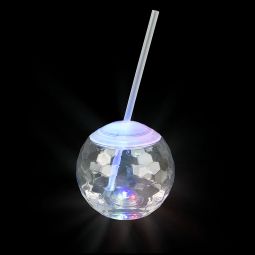 Flashing Disco Ball Cup with Straw - 3 Function - 20 Ounce