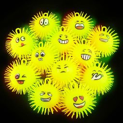 Light Up Emoji Pom Pom Ball - 5 Inch - Assorted