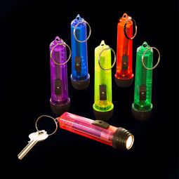 Neon Large Beam Flashlight Keychains (Batteries Not Included) - 12 Count