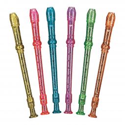 Plastic Glitter Recorders - 12 Count