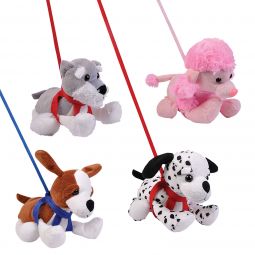 Plush Dog on a Leash - 7 Inch - Assorted Colors
