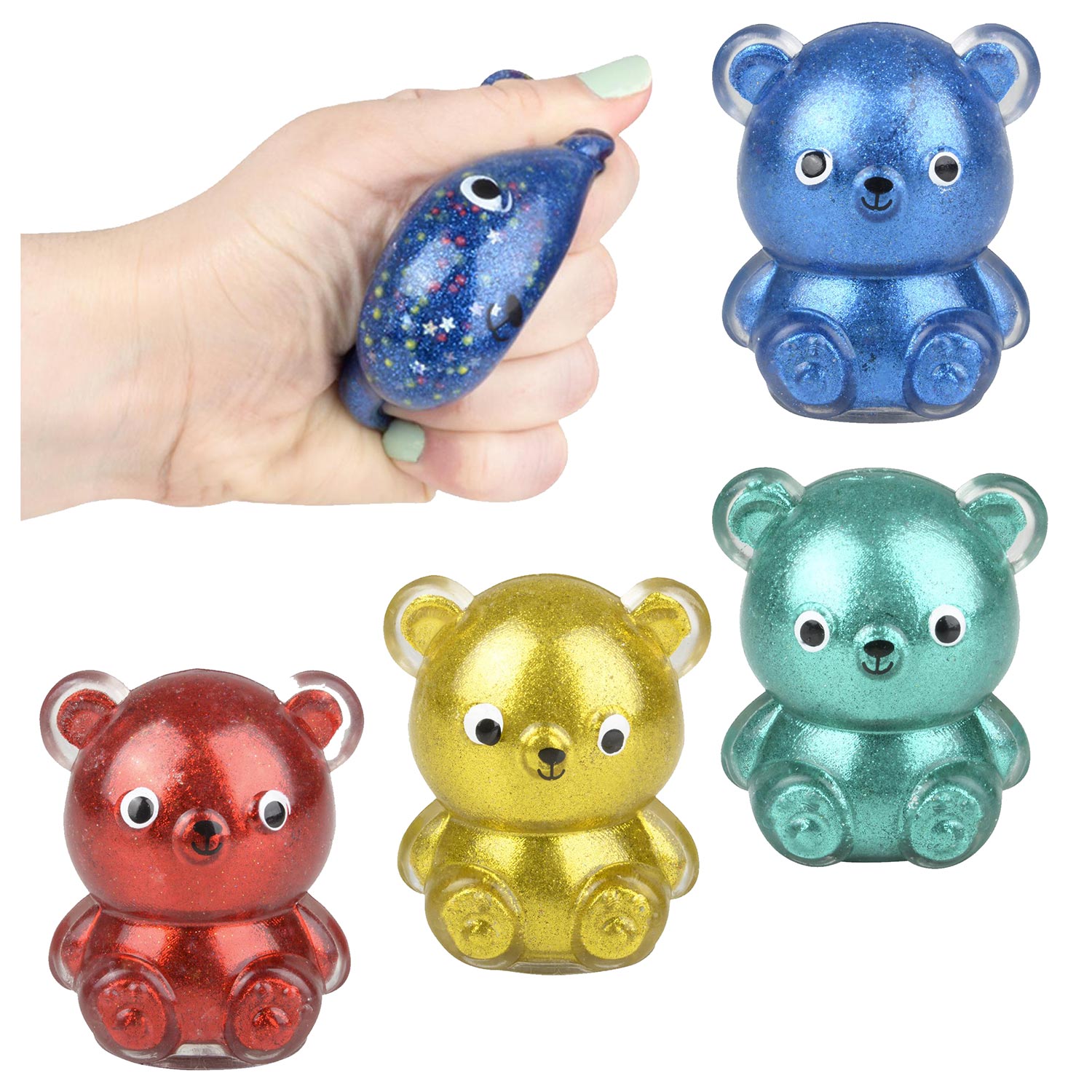 Peck dash Disciplin Squishy Sticky Glitter Bears - 12 Count: Rebecca's Toys & Prizes
