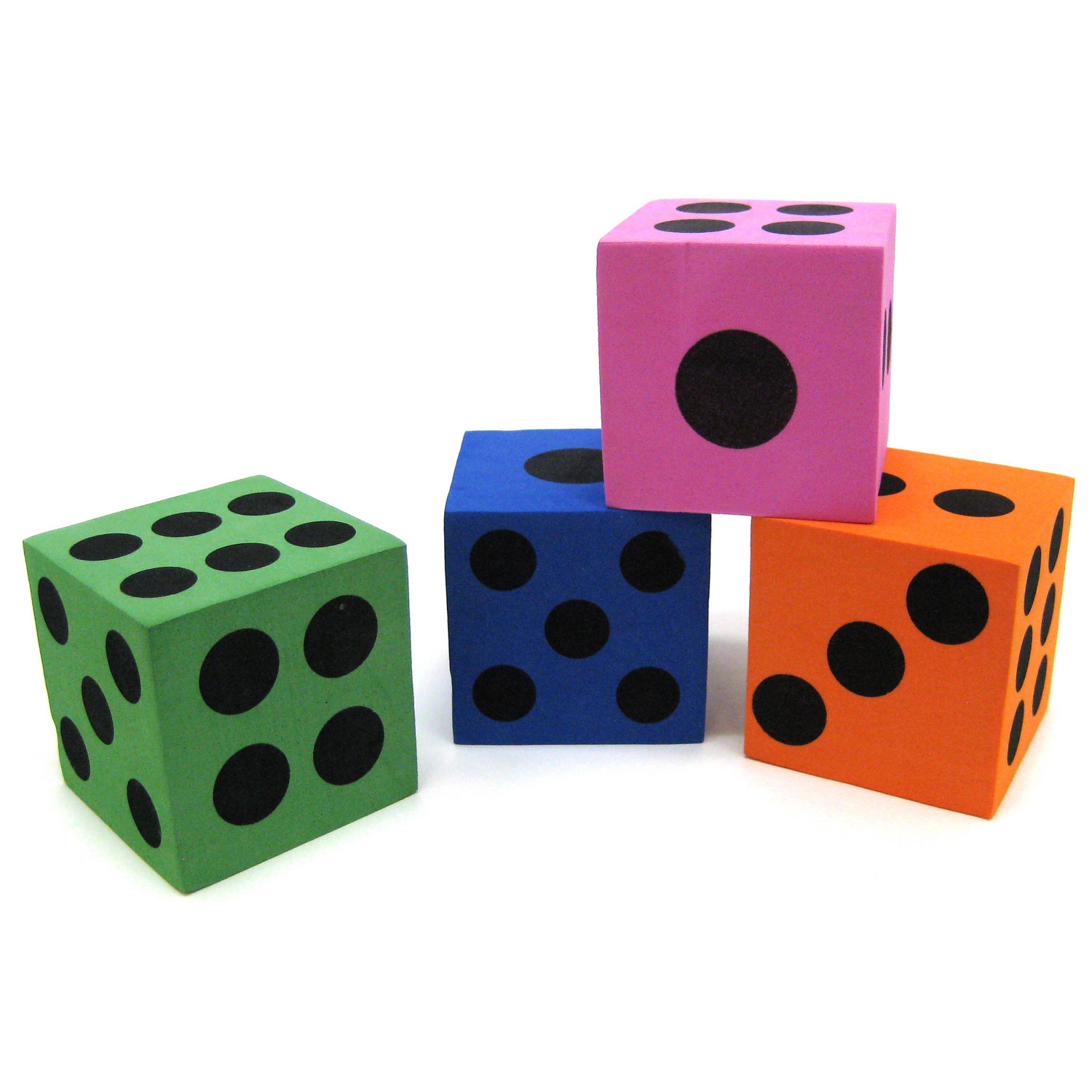 1 1/2 Inches Across *Brand New & Sealed * 6 Pairs 12 Foam Dice Colored 