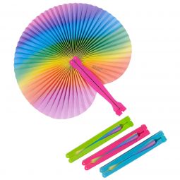 Rainbow Folding Fans - 12 Count