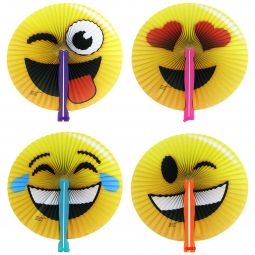 Emoji Folding Fans - 12 Count