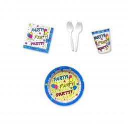 Star Party Place Setting Kit - 7 Inch Plates with Sporks