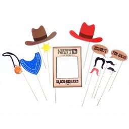 Photo Booth Stick Prop 12 Piece Set - Western
