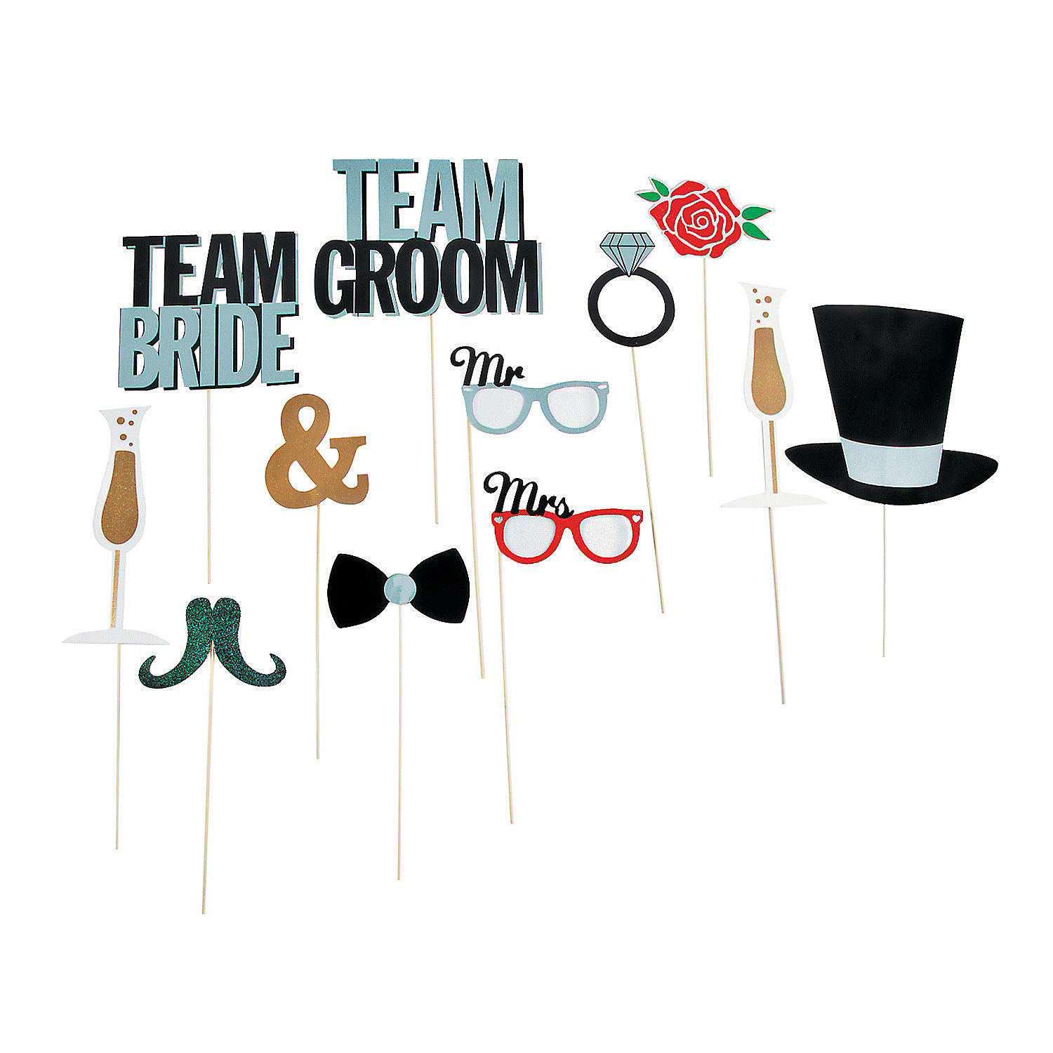 Photo Booth Stick Prop 12 Piece Set Wedding Rebecca's Toys & Prizes