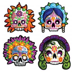 Day of the Dead Paper Masks - 4 Count