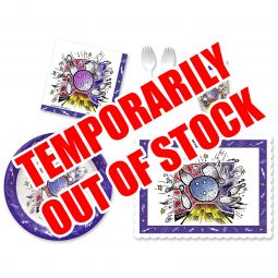 Smash Bowl Party Place Setting Kit - 9 Inch Plates with Placemats and Sporks