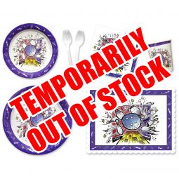 Smash Bowl Party Place Setting Kit - 7 & 9 Inch Plates with Placemats and Sporks