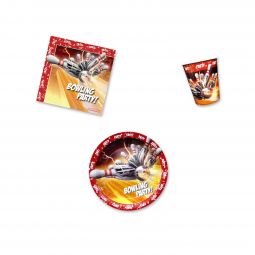Bowling Thunder Party Place Setting Kit - 7 Inch Plates