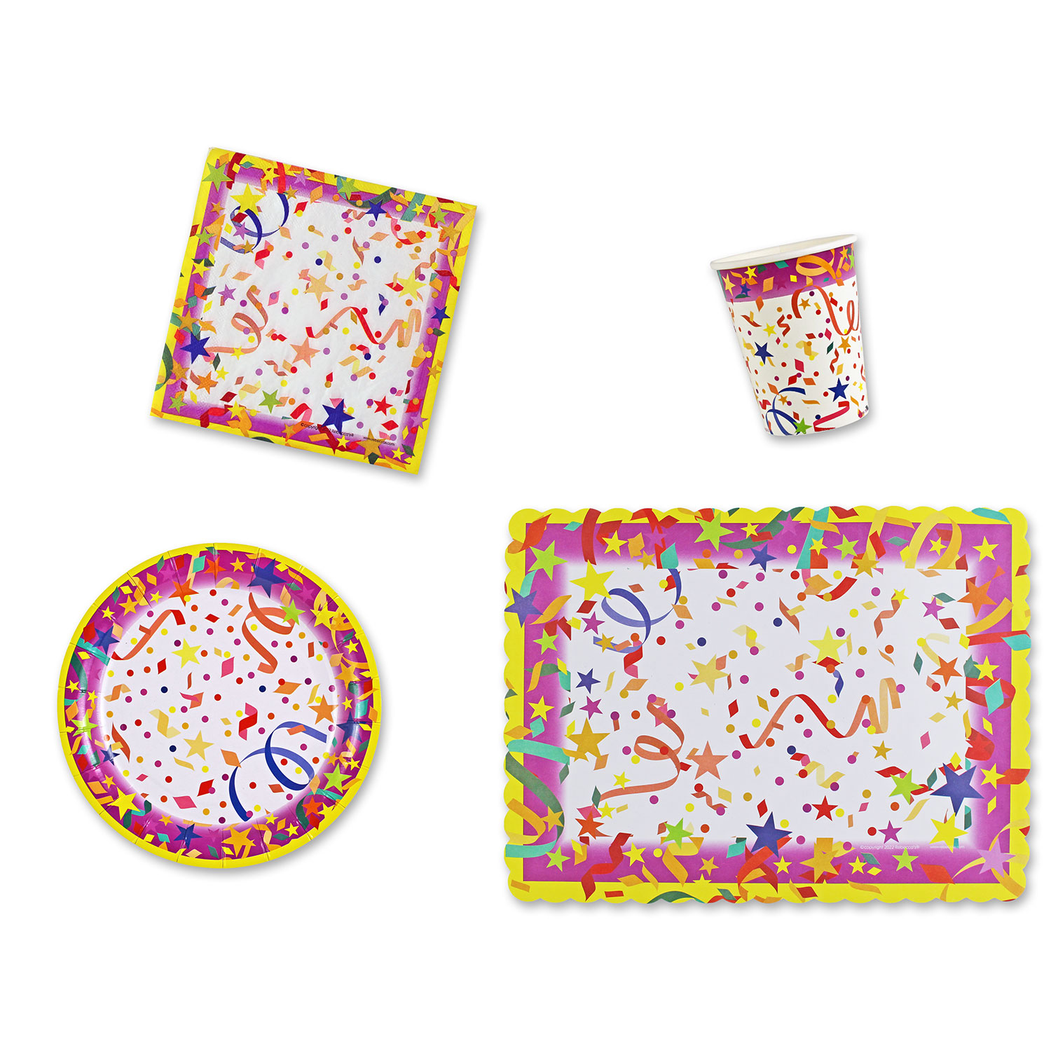 Confetti Party Place Setting Kit 7 Inch Plates with Placemats