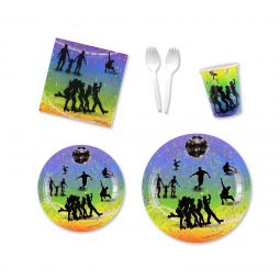 Rhythm'n Roll Place Setting Kit - 7 & 9 Inch Plates with Sporks