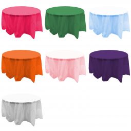 Solid Color Round Table Cover - 84 Inch