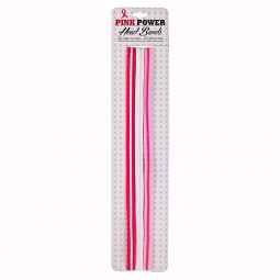 Pink Power Head Bands - 3 Count