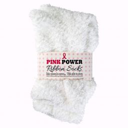 Pink Power Ribbon Socks - White - Pair