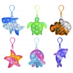 Marbleized Sea Life Bubble Popper Clip-on - 4 Inch - Assorted