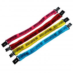Jesus Loves Me Cloth Bracelets - 12 Count