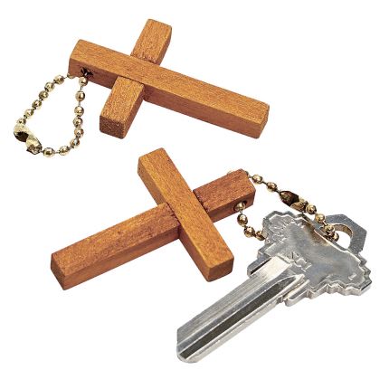 Wooden Cross Keychains - 12 Count: Rebecca's Toys & Prizes