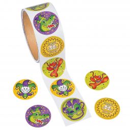 Mardi Gras Stickers Roll - 100 Piece